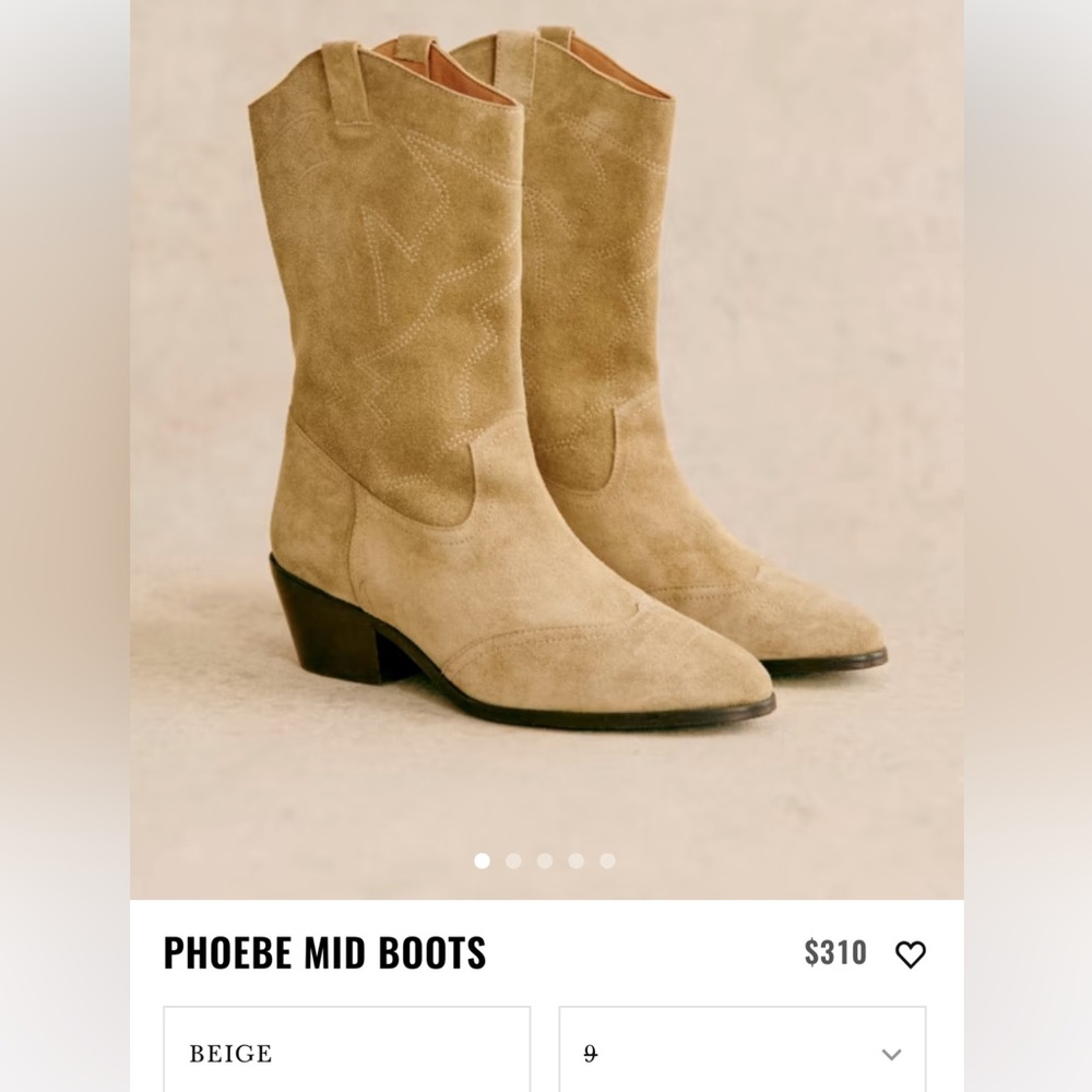 Sezane Phoebe tan suede western boots